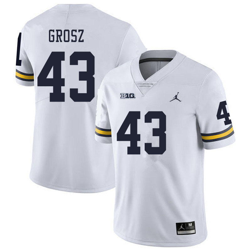 Men #43 Tyler Grosz Michigan Wolverines College Football Jerseys Sale-White